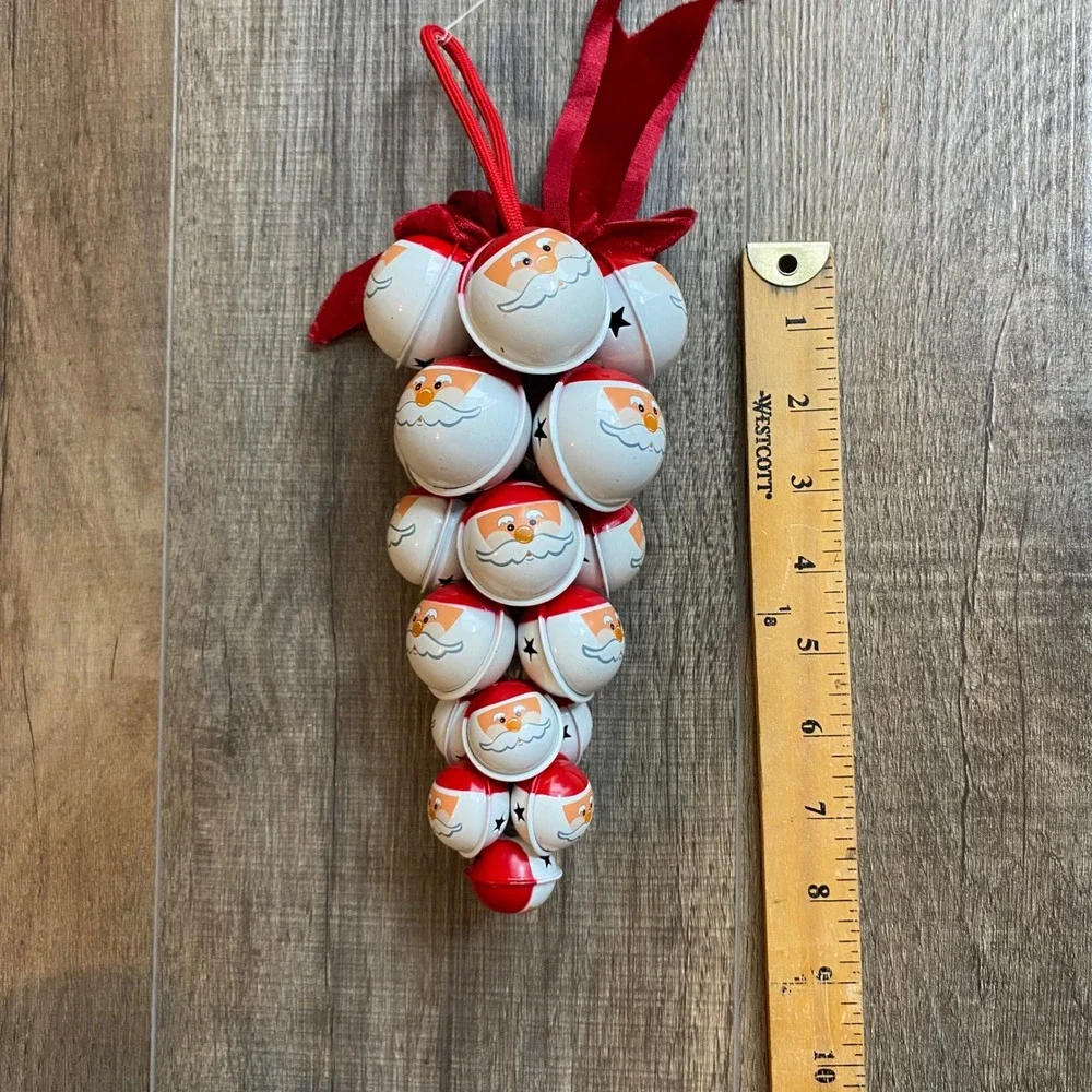 Home Interiors Santa Jingle Bell Door Ornament Red Velvet Bow V-13820 Christmas